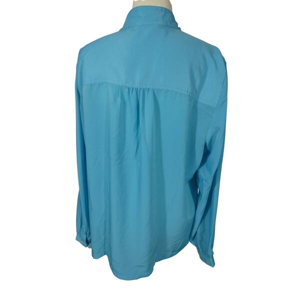 Tommy Hilfiger Women's XL Aqua Tunic Blouse V-Neck Long Sleeves Lightweight - Picture 2 of 7